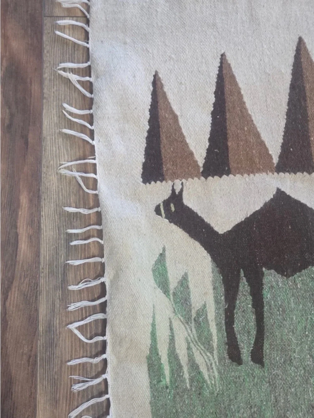 VINTAGE Folk Art Pictorial Kilim Rug Egypt Egyptian Pyramid Camel Wool 30 × 50